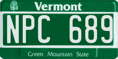 VT license plate NPC689