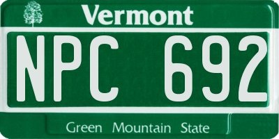 VT license plate NPC692