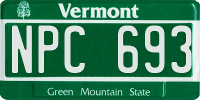 VT license plate NPC693