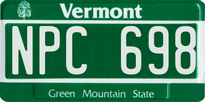 VT license plate NPC698