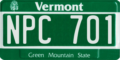 VT license plate NPC701
