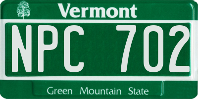 VT license plate NPC702