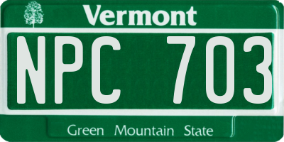 VT license plate NPC703