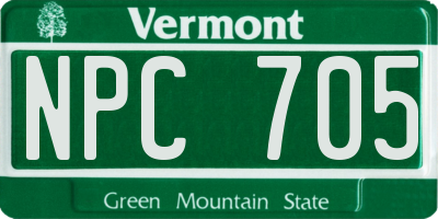 VT license plate NPC705