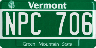 VT license plate NPC706