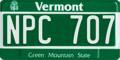 VT license plate NPC707