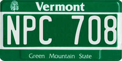 VT license plate NPC708