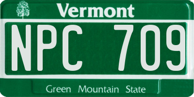 VT license plate NPC709