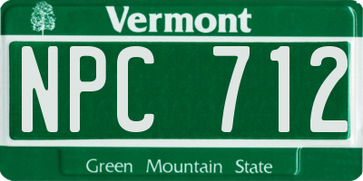 VT license plate NPC712