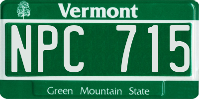 VT license plate NPC715