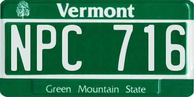 VT license plate NPC716
