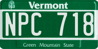 VT license plate NPC718