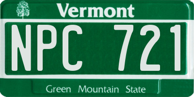 VT license plate NPC721