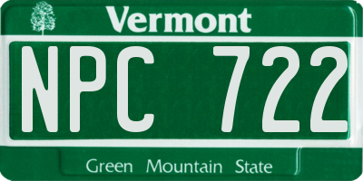VT license plate NPC722