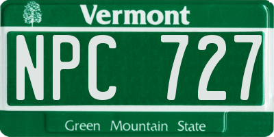 VT license plate NPC727