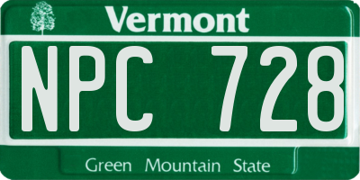 VT license plate NPC728