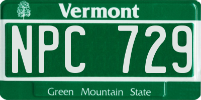 VT license plate NPC729