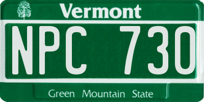 VT license plate NPC730