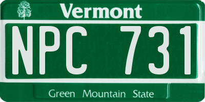 VT license plate NPC731