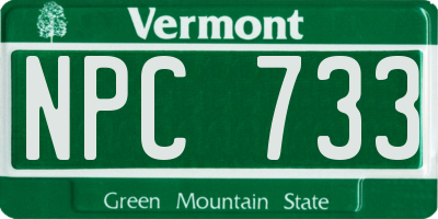 VT license plate NPC733
