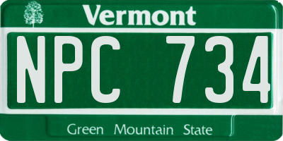VT license plate NPC734