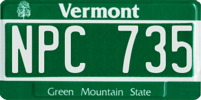 VT license plate NPC735