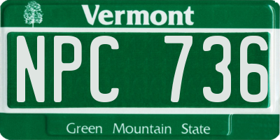 VT license plate NPC736