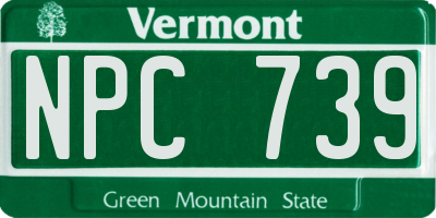VT license plate NPC739