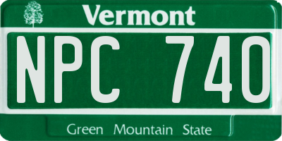 VT license plate NPC740