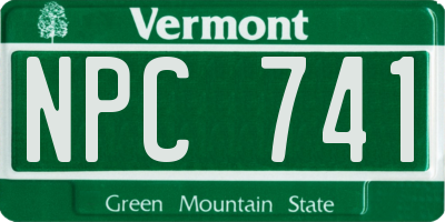 VT license plate NPC741