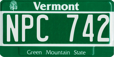 VT license plate NPC742
