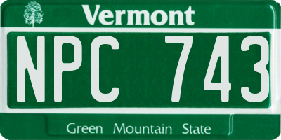 VT license plate NPC743
