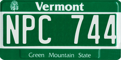 VT license plate NPC744