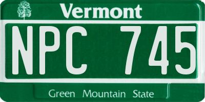 VT license plate NPC745