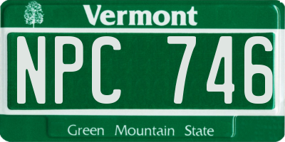 VT license plate NPC746