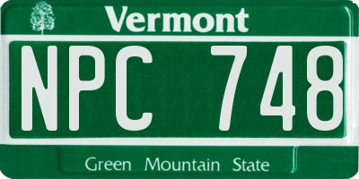 VT license plate NPC748