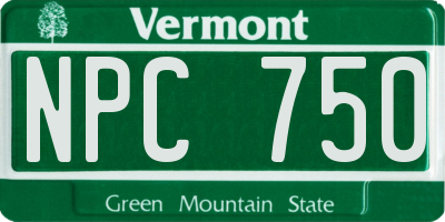 VT license plate NPC750