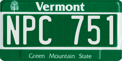 VT license plate NPC751