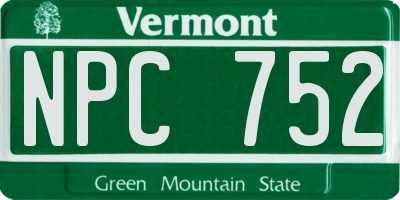 VT license plate NPC752