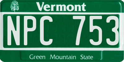 VT license plate NPC753