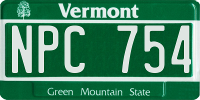 VT license plate NPC754