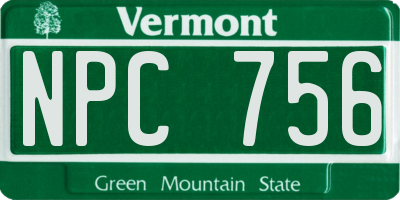 VT license plate NPC756
