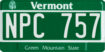 VT license plate NPC757