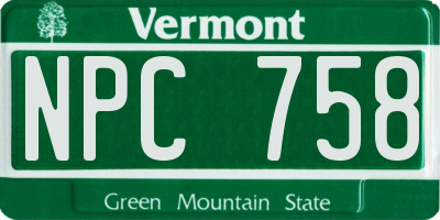 VT license plate NPC758