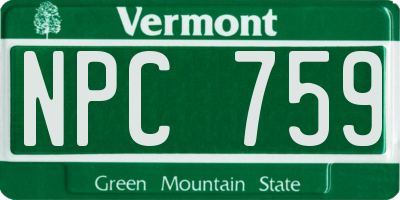 VT license plate NPC759