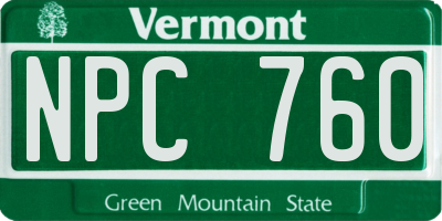 VT license plate NPC760