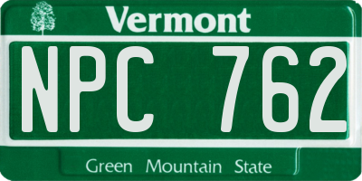 VT license plate NPC762