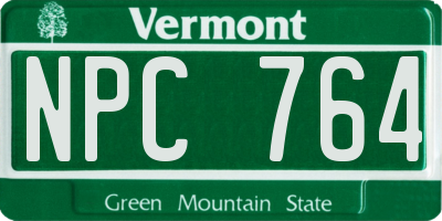 VT license plate NPC764