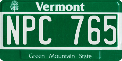 VT license plate NPC765