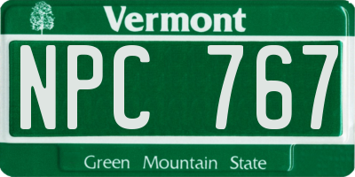 VT license plate NPC767